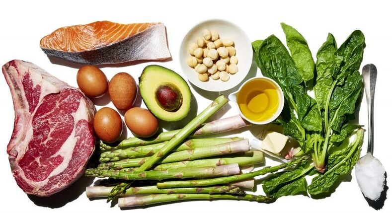 zelenina a bílkovinné potraviny pro keto dietu